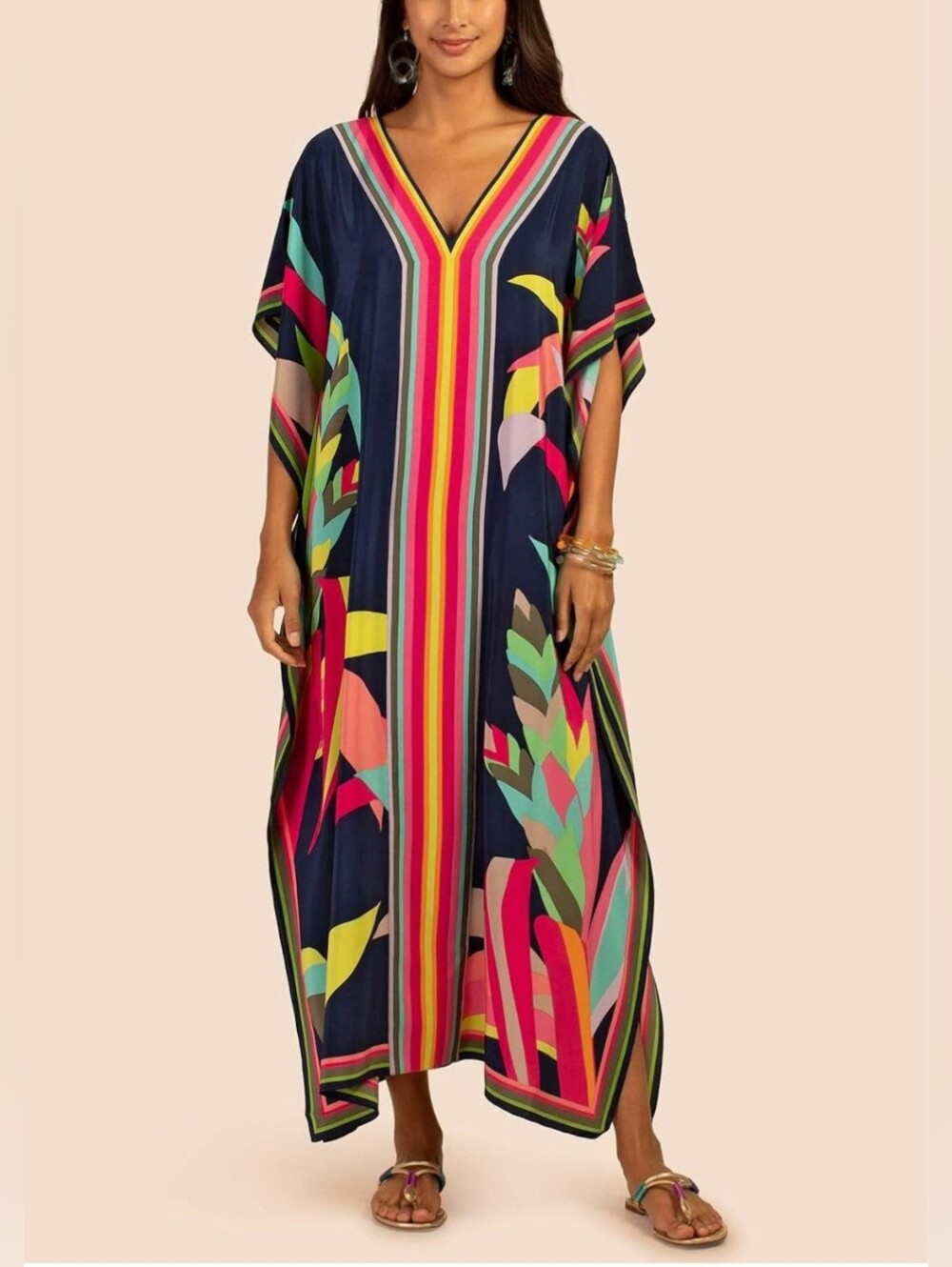 Venasha Womens Caftan Floral Tropical Print Cover up - New Without tag